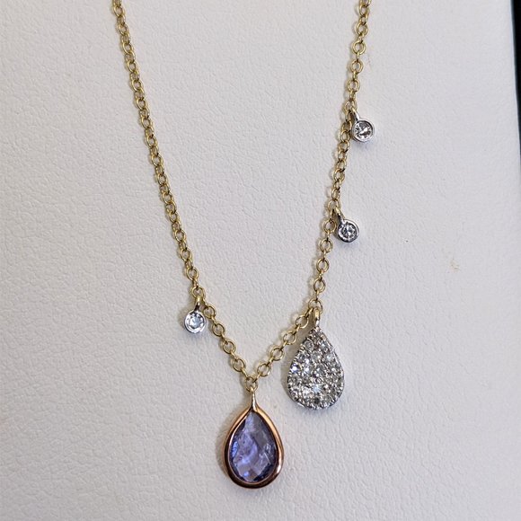 SOLD!!! Meira T Tanzanite & Diamond 18K Yellow and Rose Gold Necklace - Picture 1 of 4